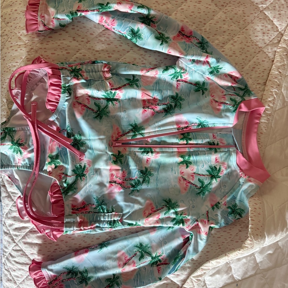 Tropical Print Kids Swim One Piece